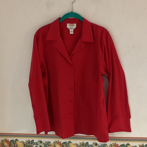 Talbots Tops - Talbots Wrinkle Resistant Stretch Button Up Shirt, Size 14, Red, Cotton